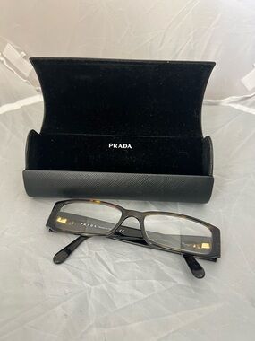 💕 Prada Rectangular Glasses in Black and Tortoiseshell VPR 22M 53-16
